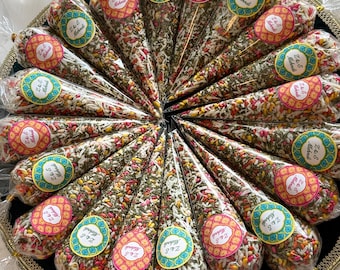 Recuerdos de boda personalizables con forma de cono de Sonf/ pegatinas de mehndi/dholki