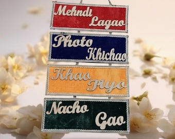 Tablero de Mehndi/Letrero colgante: Decoración de boda Desi.