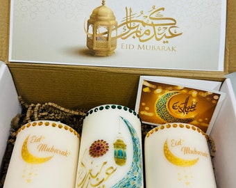 Caja de regalo de velas Eid Mubarak.