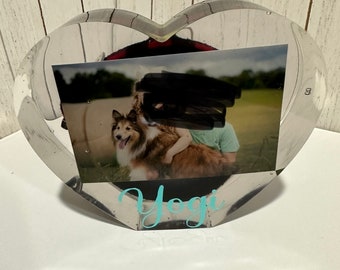 Heart Pet memorial with ashes, ocean look, resin memorial, dog/cat ashes