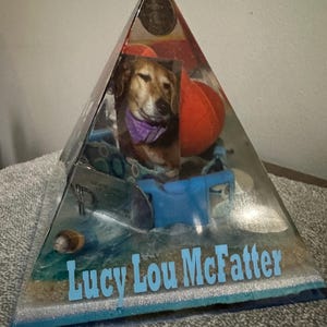 Pet memorial pyramid, large, resin memorial, dog/cat ashes, any animal