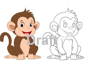 Baby Monkey, Jungle Animal,  Monkey, Cute Monkey, Animal, Sweet Baby Monkey, PDF File for Cricut Cute Animal Cut File