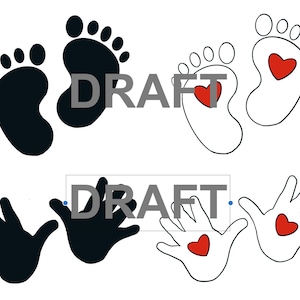 Baby Hands and Feet,  Baby Silhouette, Cute Baby Hands and Feet Cut Out,  Sweet Baby Hands/Feet, PDF File for Cut Out.