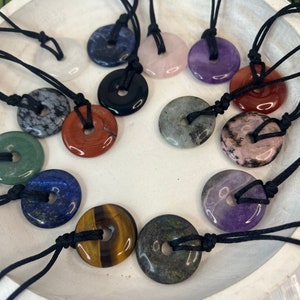 Gemstone Round Donut Pendant Necklace