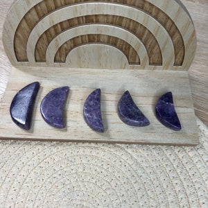 Lepidolite moon carving