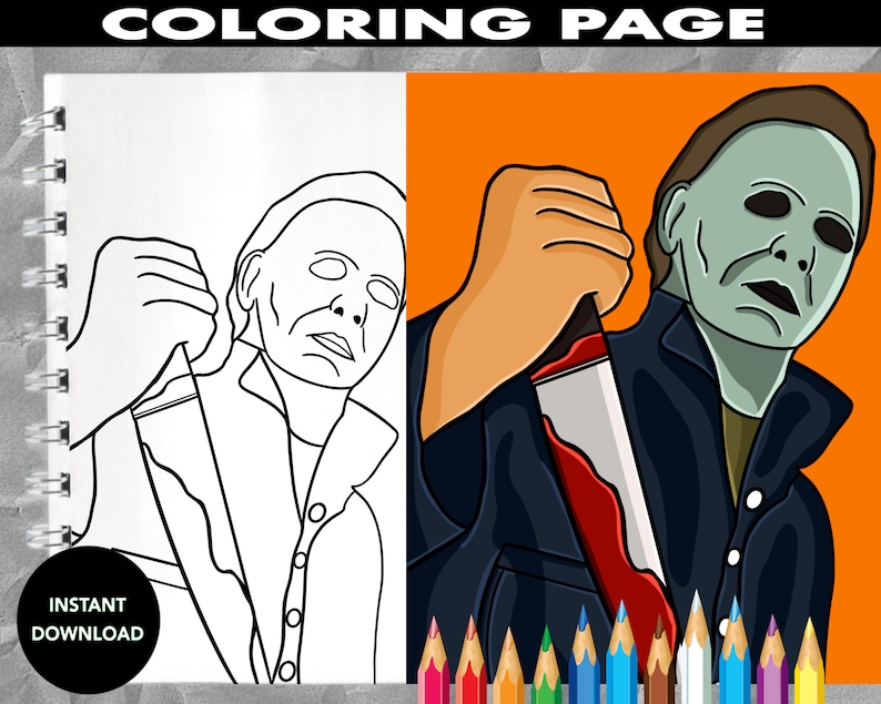 Michael Myers Coloring Page Instant Download Coloring - Etsy