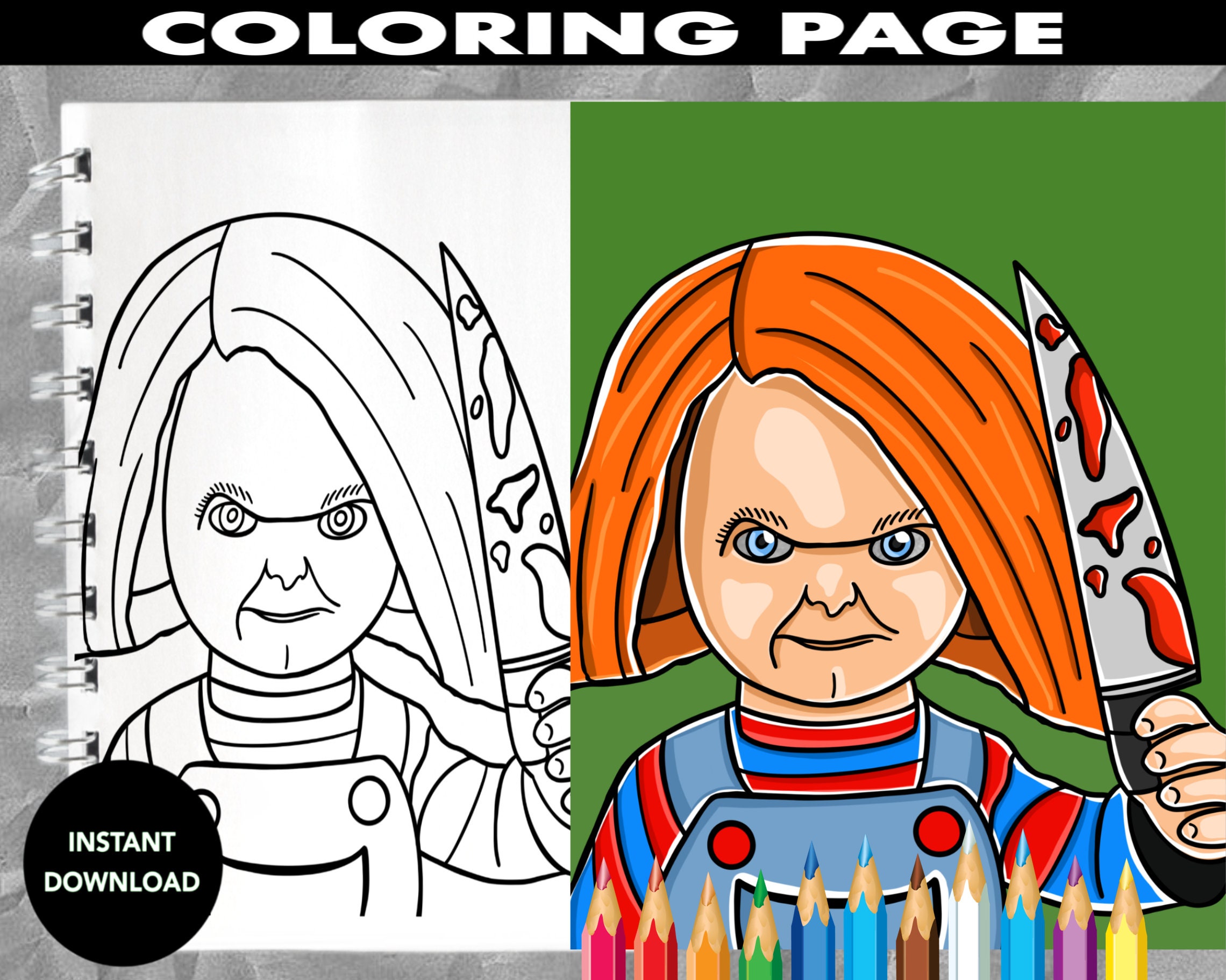 Chucky Child's Play Ink by SWAVE18 on deviantART  Skull coloring pages,  Unicorn coloring pages, Halloween coloring