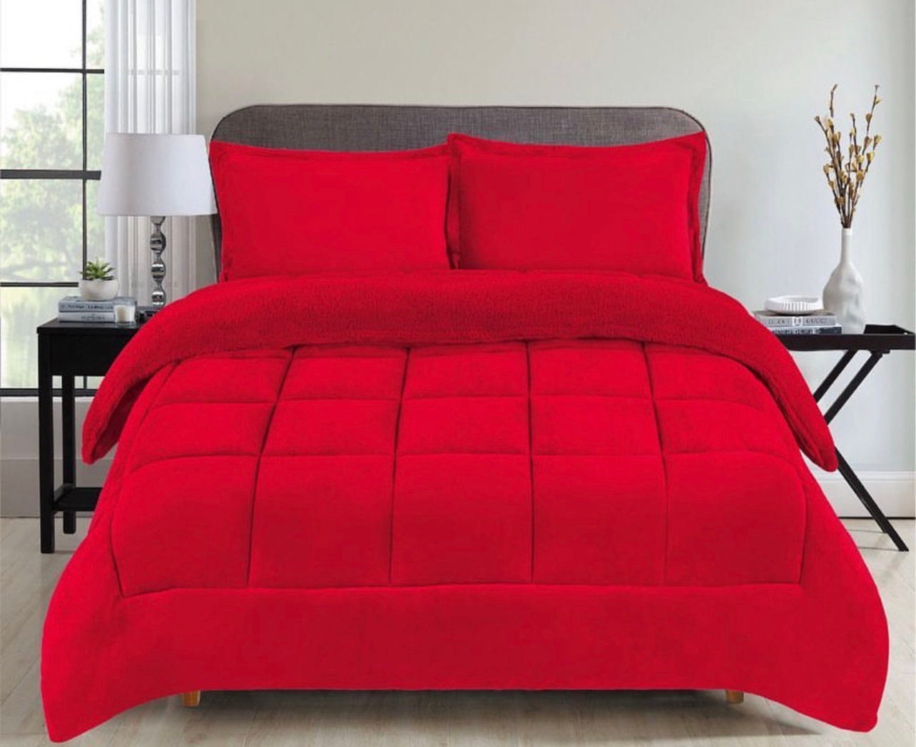 Solid RED Jumbo California King Thick Ultra Soft Borrego 3pc - Etsy