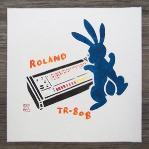 Roland TR-808 Bunny (Original painting / synth art / gift for music lover)