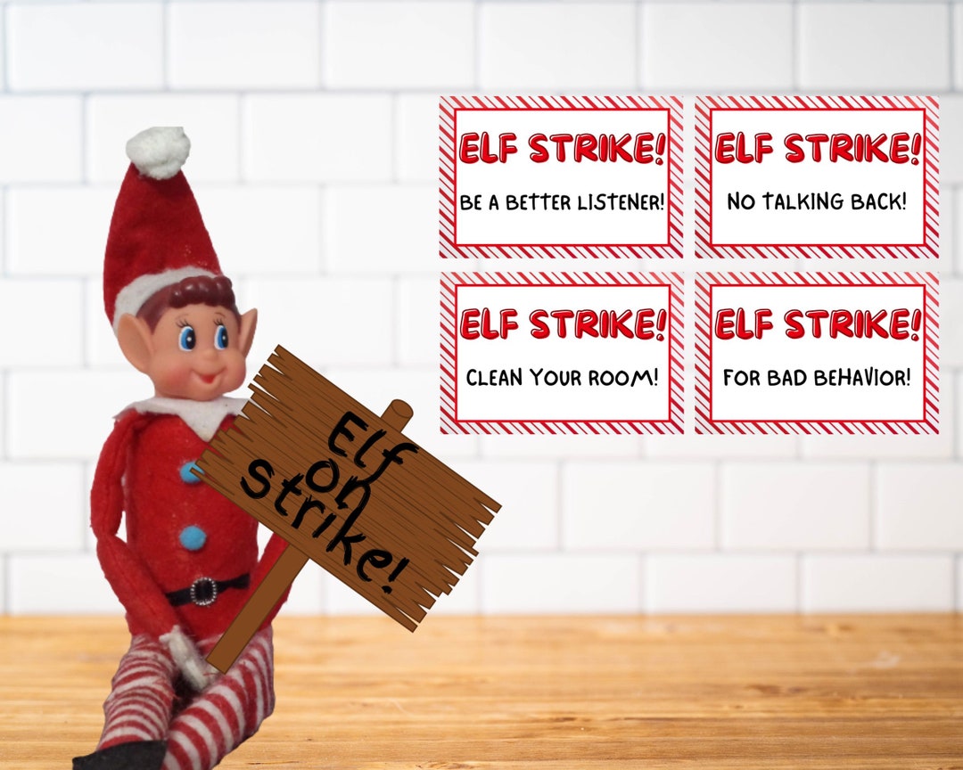 elf-on-strike-printable-elf-props-elf-cards-christmas-elf-accessories-funny-elf-jokes-etsy