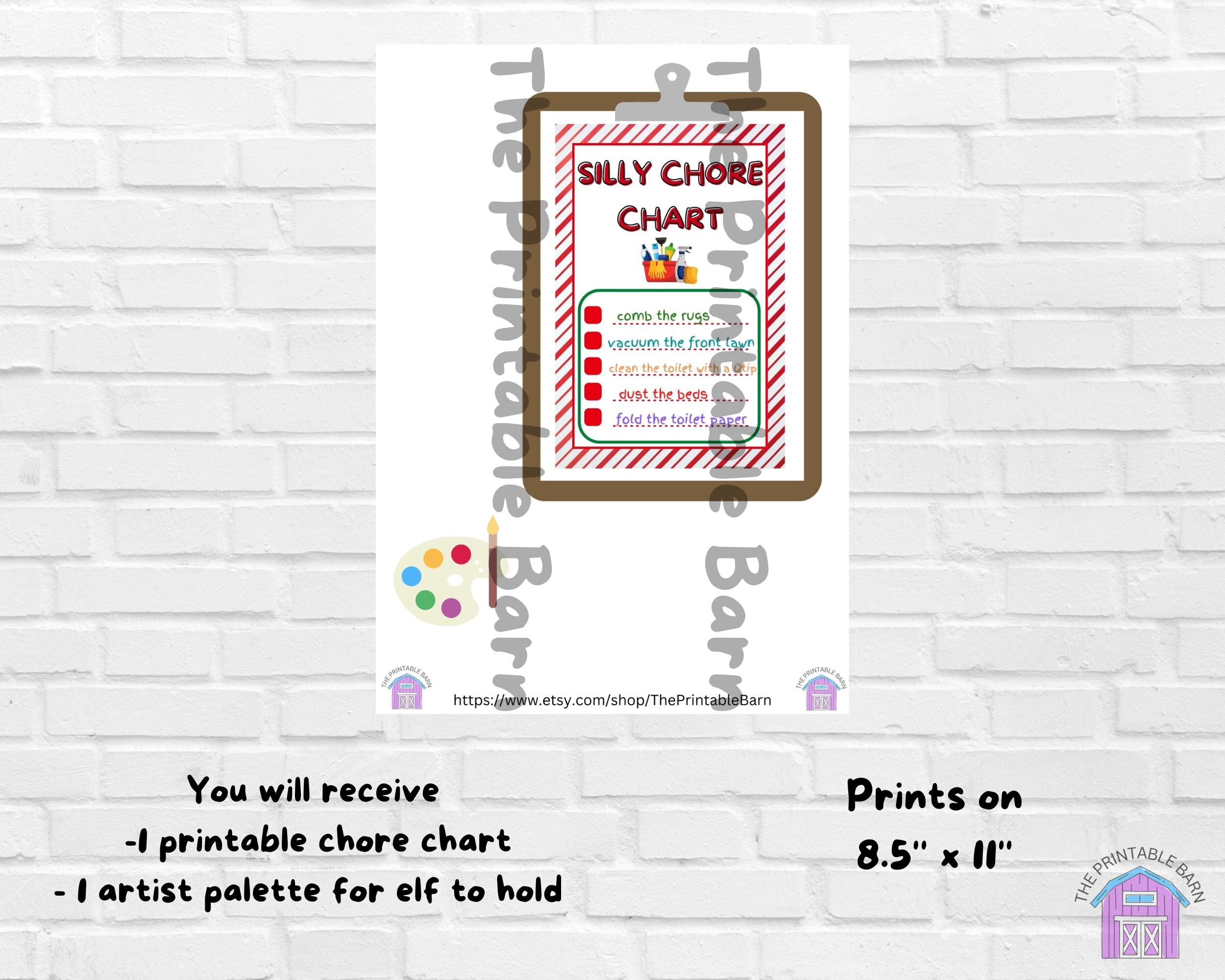 Silly Elf Chore Chart, Printable Elf Props, Christmas Elf Accessories ...
