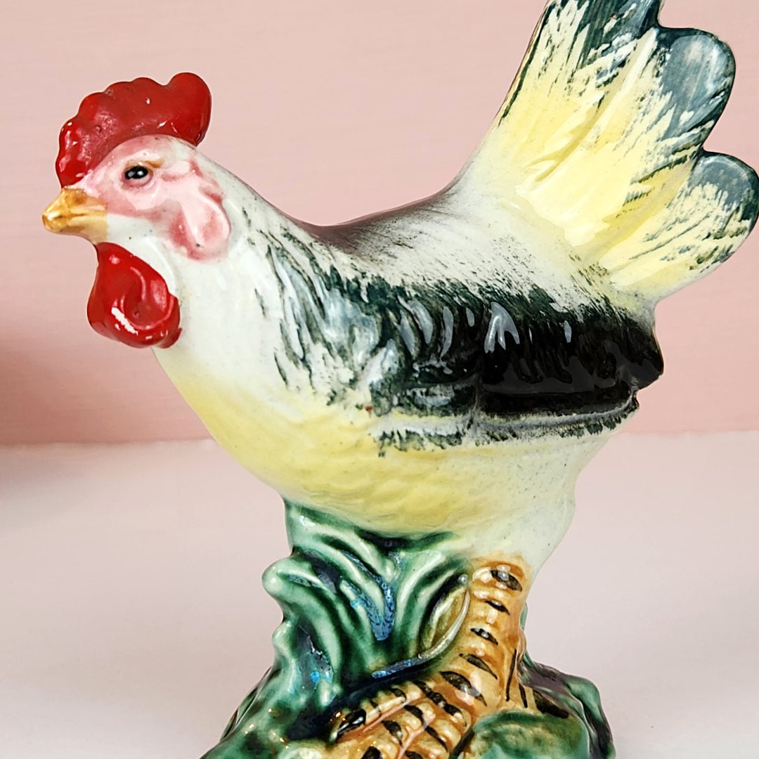 Mid-century Ceramic Rooster, Japan, Handcrafted, Antique