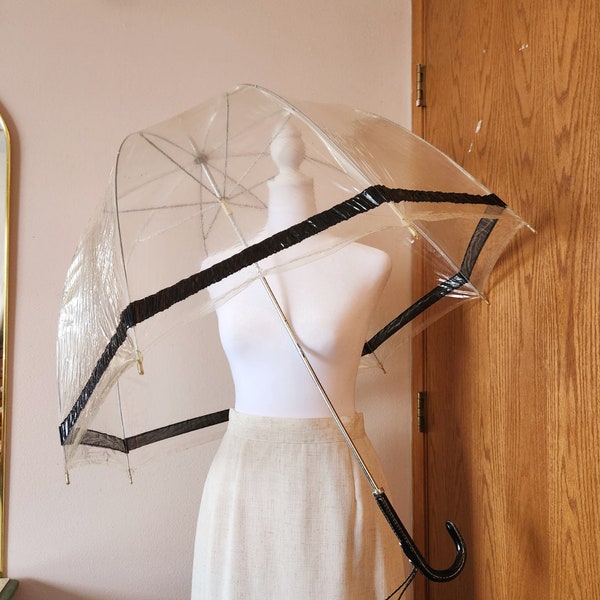 1960's Clear Vinyl Dome Personal Umbrella - Vintage