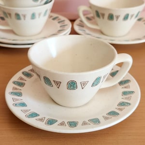 4 Sets of MCM Poppytrail Navajo Cups & Saucers by Metlox