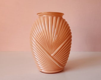 Art Deco Revival Peach Shell Vase - 1980's