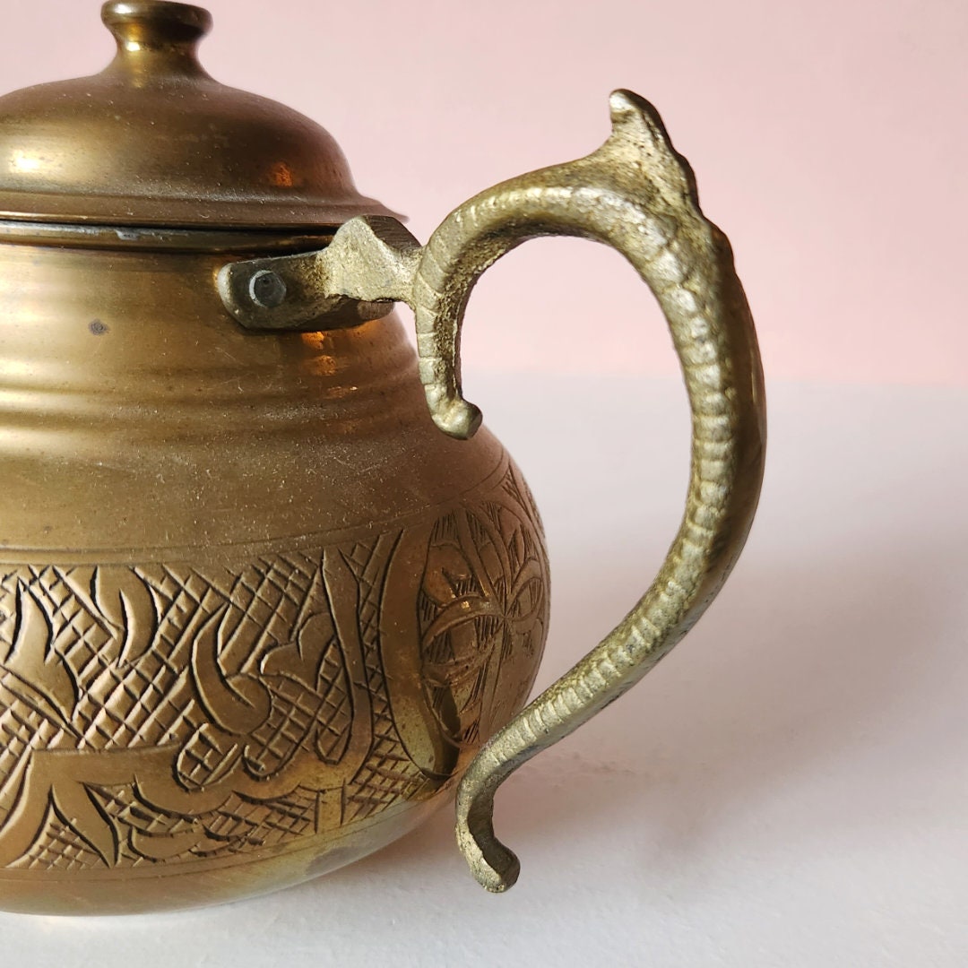 Charming Vintage Embossed Brass Teapot - Etsy