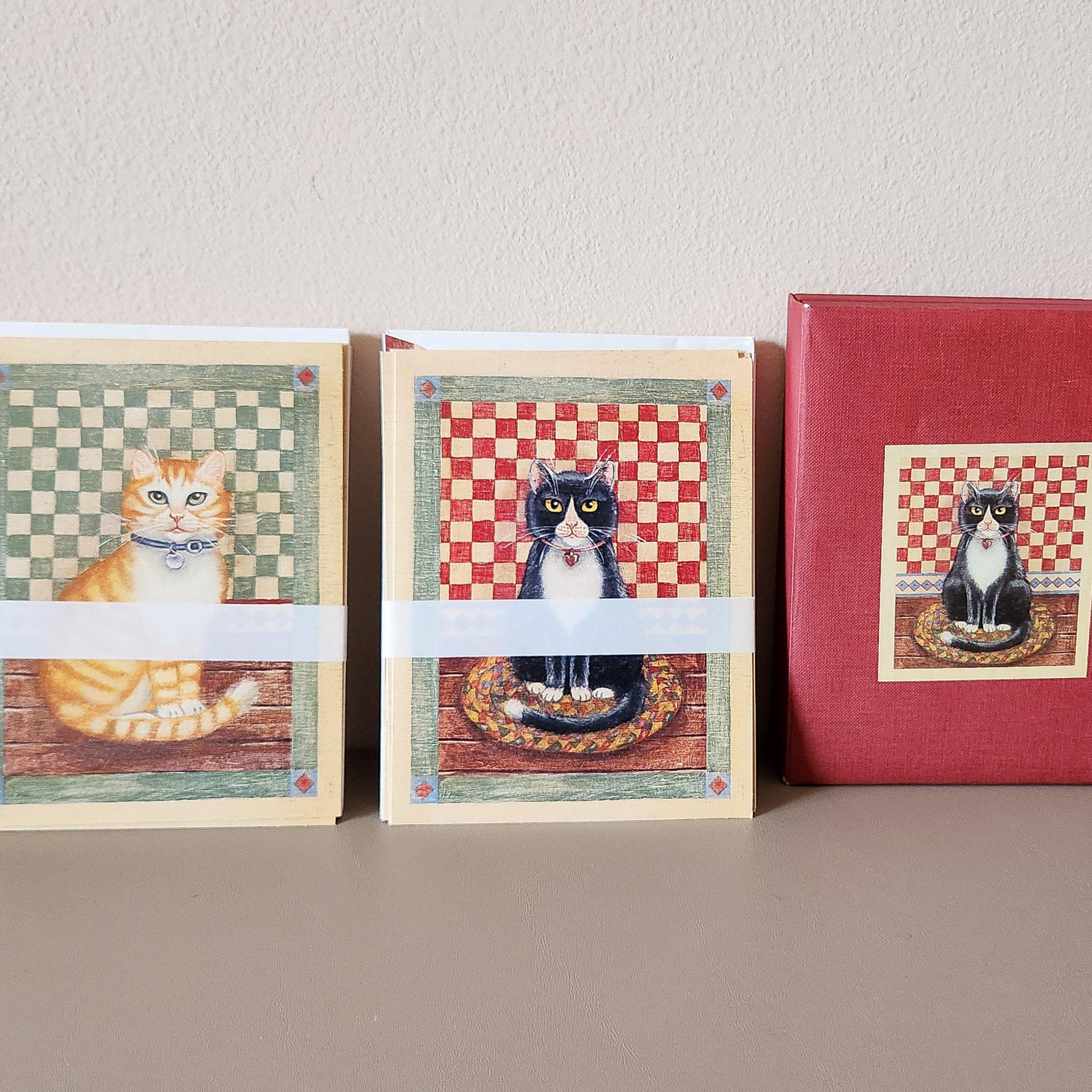 Checkered Cat Folk Art Card & Envelope Set, Tomoko Watanabe Illustrations -  Etsy