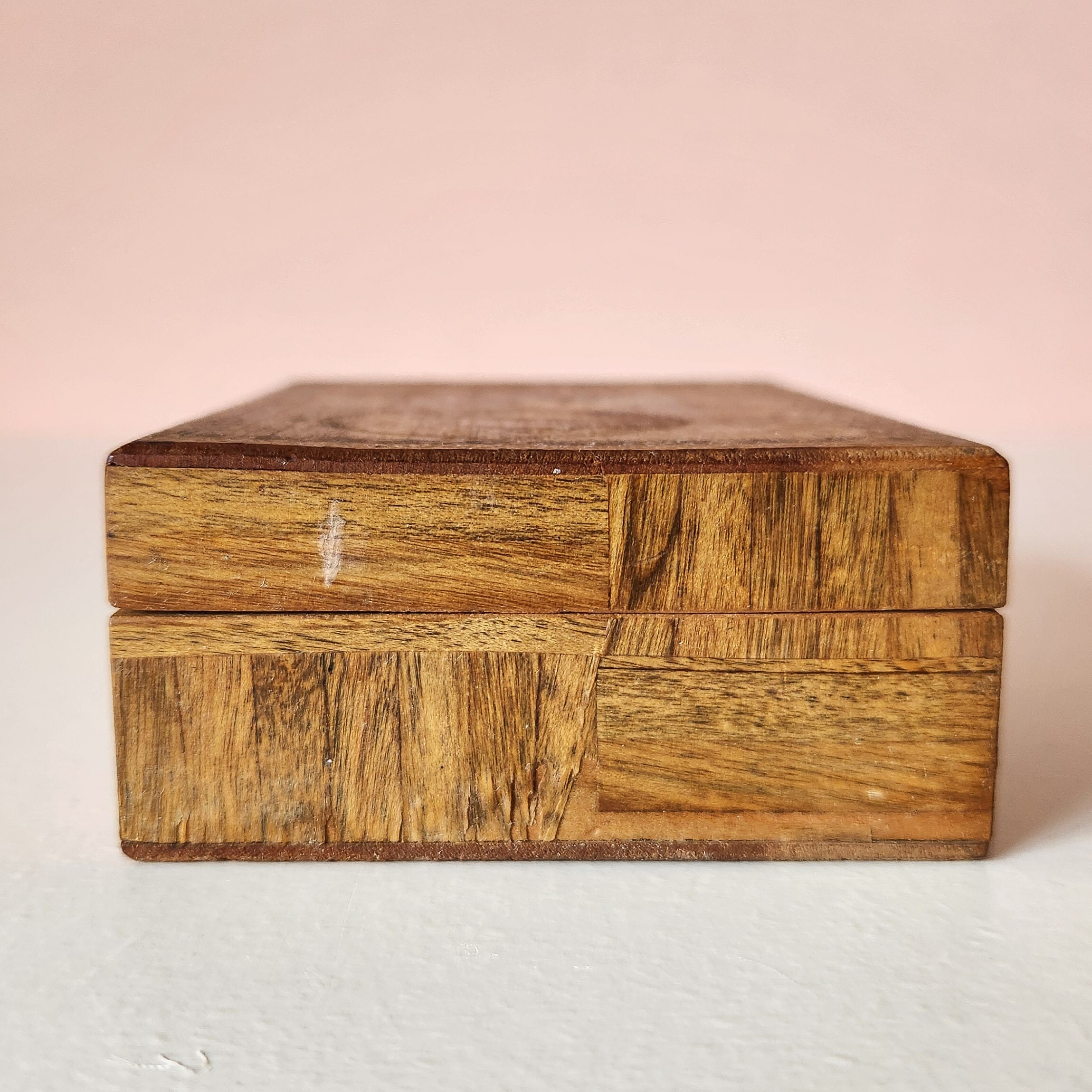 1940's Scotties Wood Parquet Trinket Box, Occupied Japan