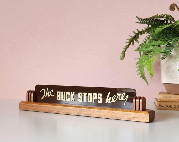 Iconic Harry Truman Facsimile Walnut Sign, the Buck Stops Here, Vintage ...