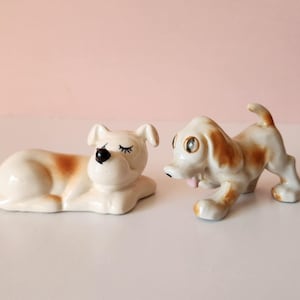 Cute Cartoon Style Mid-Century Dog Figurines, Japan