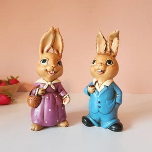 Stylish Mr & Mrs Bunny Rabbit Figurines Mid-century Japan - Etsy