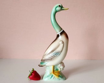 Cute & Tall Aqua Goose - Mid-century - Japan - Ceramic