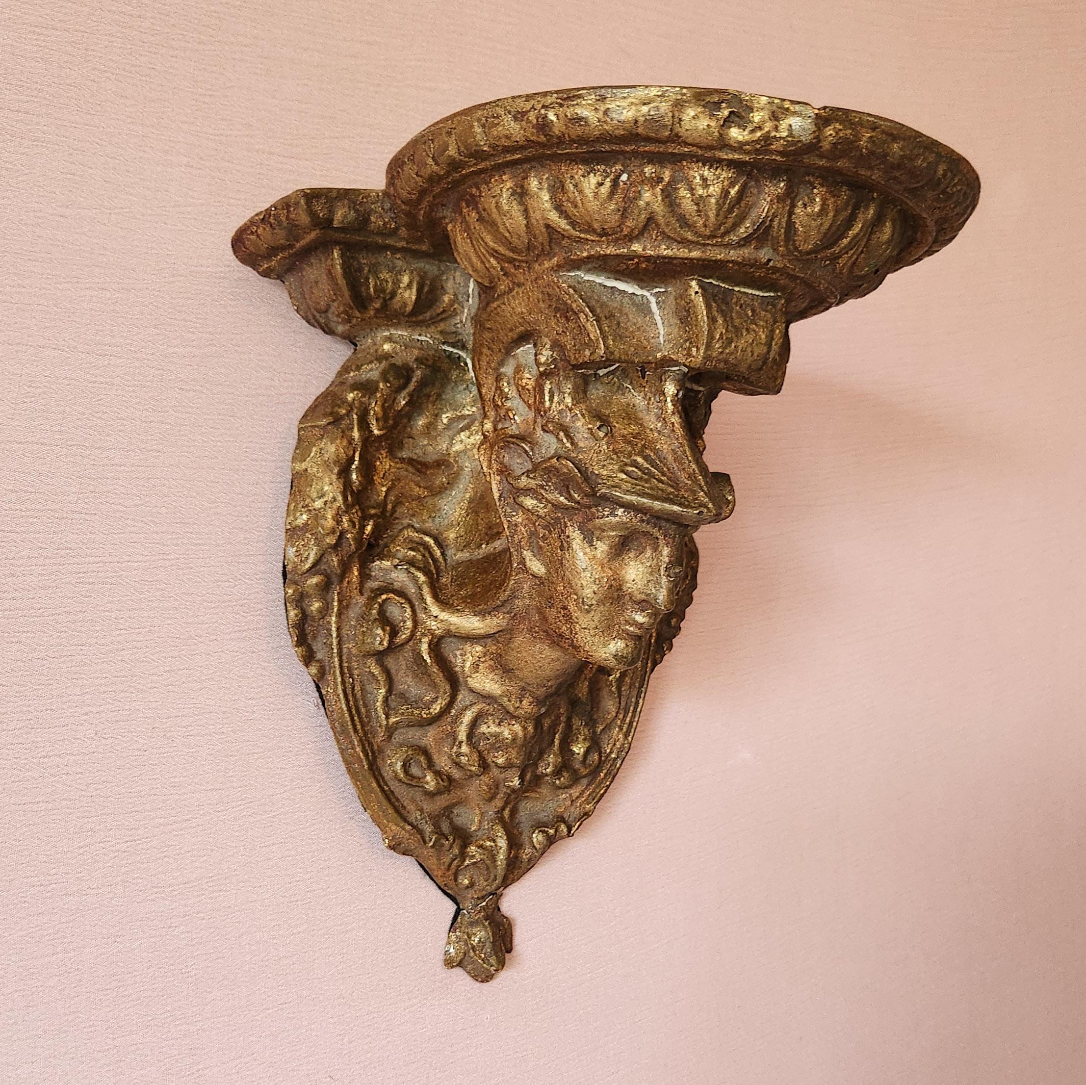 Antique Baroque Gilded Plaster Wall Shelf, Rare