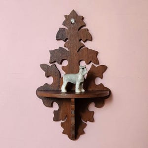 Small Victorian Style Walnut Mid-Century Fretwork Wood Shelf