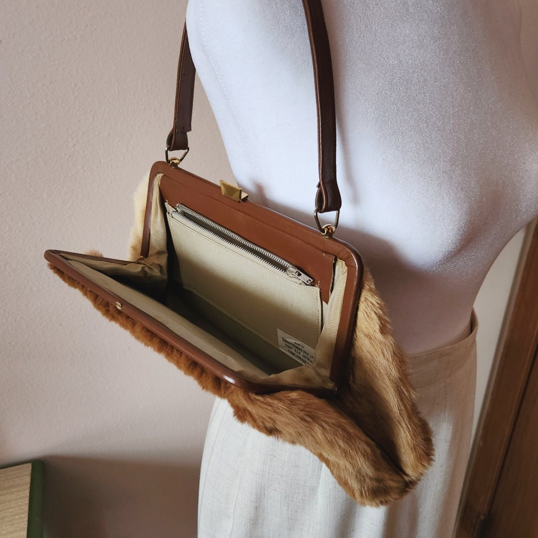 バッグ 00s archive leather fur hand bag Vintage Genuine Kangaroo Fur Handbag, Douglas Kenrick