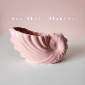 Pink Beachy Ceramic Sea Shell Planter - Vintage