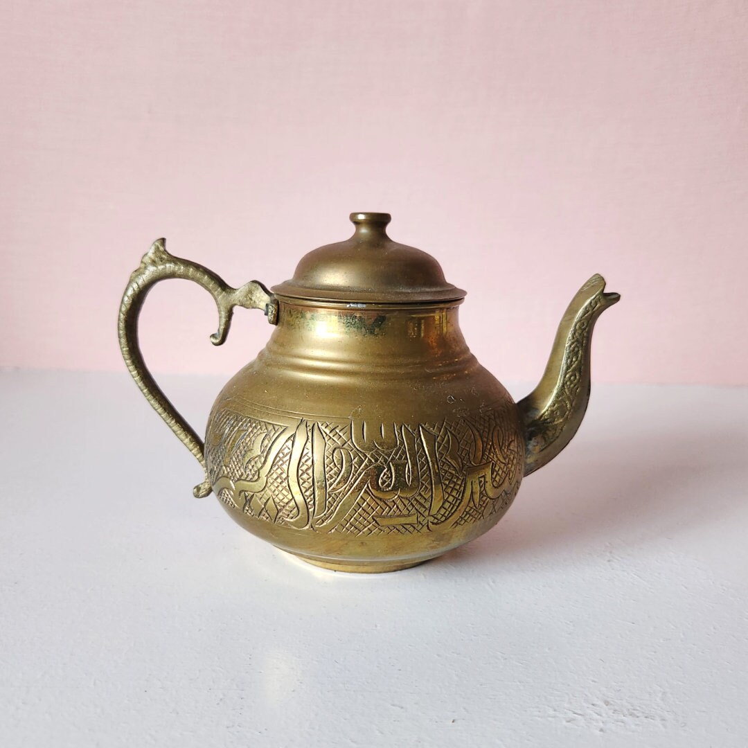 Charming Vintage Embossed Brass Teapot - Etsy