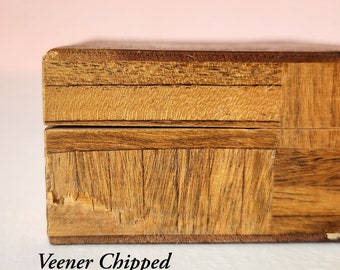 希少 Antique Wooden Object 1940's Scotties Wood Parquet Trinket Box, Occupied Japan