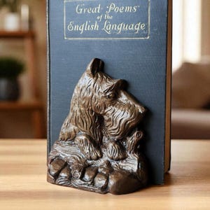 Mid-Century Brown Scottie Bookends, Syroco