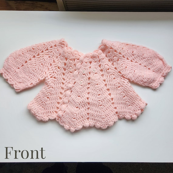 Precious Pink Vintage Knitted Baby Girl Newborn S… - image 2