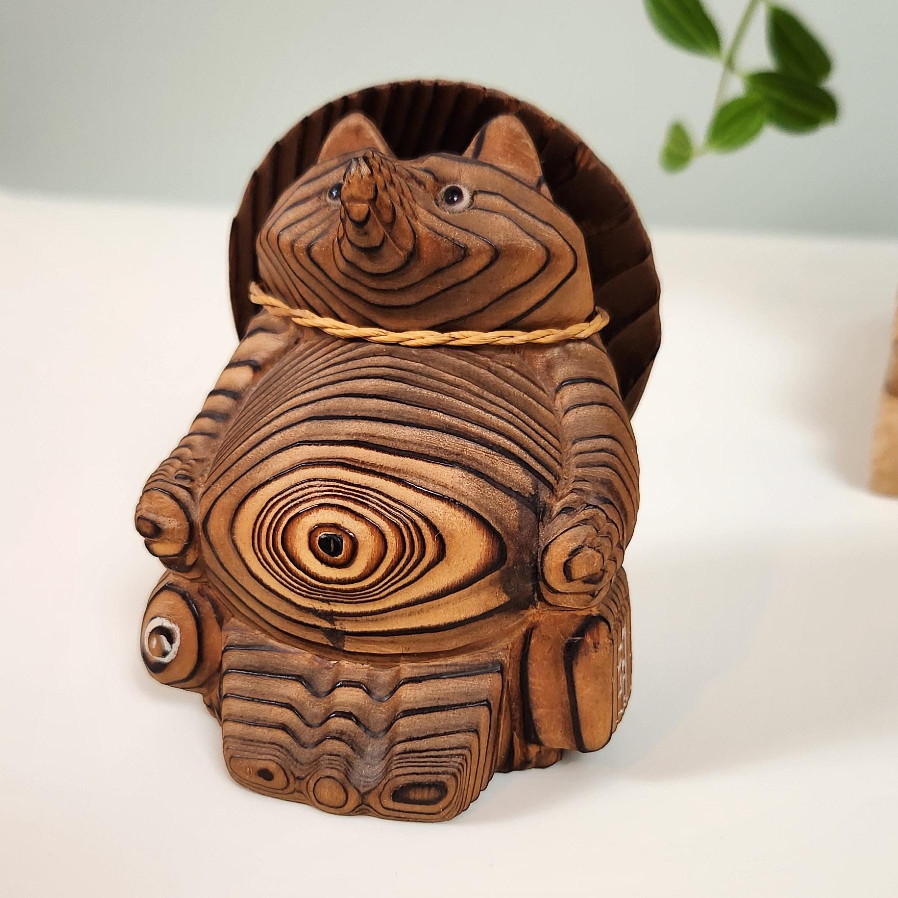 Shou-sugi-ban Japanese Folk Art Tanuki (raccoon Dog) Mid-century