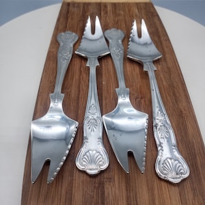 Set of 4 Vintage Dessert Sporks Spades Silverplate EPNS A1 Sheffield England