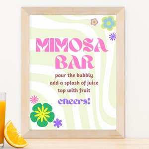 Mimosa Bar Sign | Floral Cute Fun | 8x10 Printable | Digital Download | Bachelorette Wedding Baby Shower Party