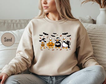 Duck Halloween Sweatshirt, Spooky Ghost Ducks Shirt