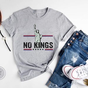 No Kings With Statue Shirt, Liberty Shirt, Patriotic Shirt, Liberal Shirt, Anti Fascism Shirt, Democracy Shirt Gift, Fascism Tee