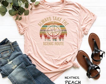 Scenic Route Compass Graphic Tee - Adventure Travel Shirt