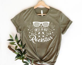 First Grade Rockstar T-Shirt, Back to School Tee