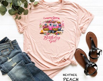 Camping Queen Birthday Girl Shirt, Floral Camper Tee, Women's Birthday Gift