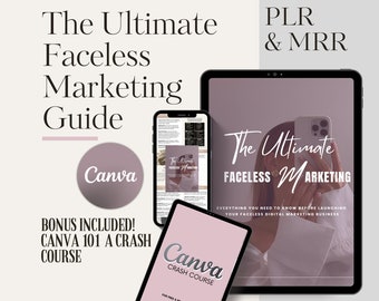 La guía definitiva de marketing sin rostro, hecha para usted, guía de marketing digital, guía de MRR, libro electrónico PLR/MRR, plantillas de Canva