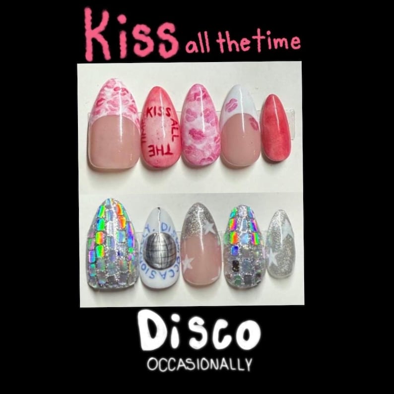 The “Harry styles kiss all the time disco occasionally” inspired press on nails image 1