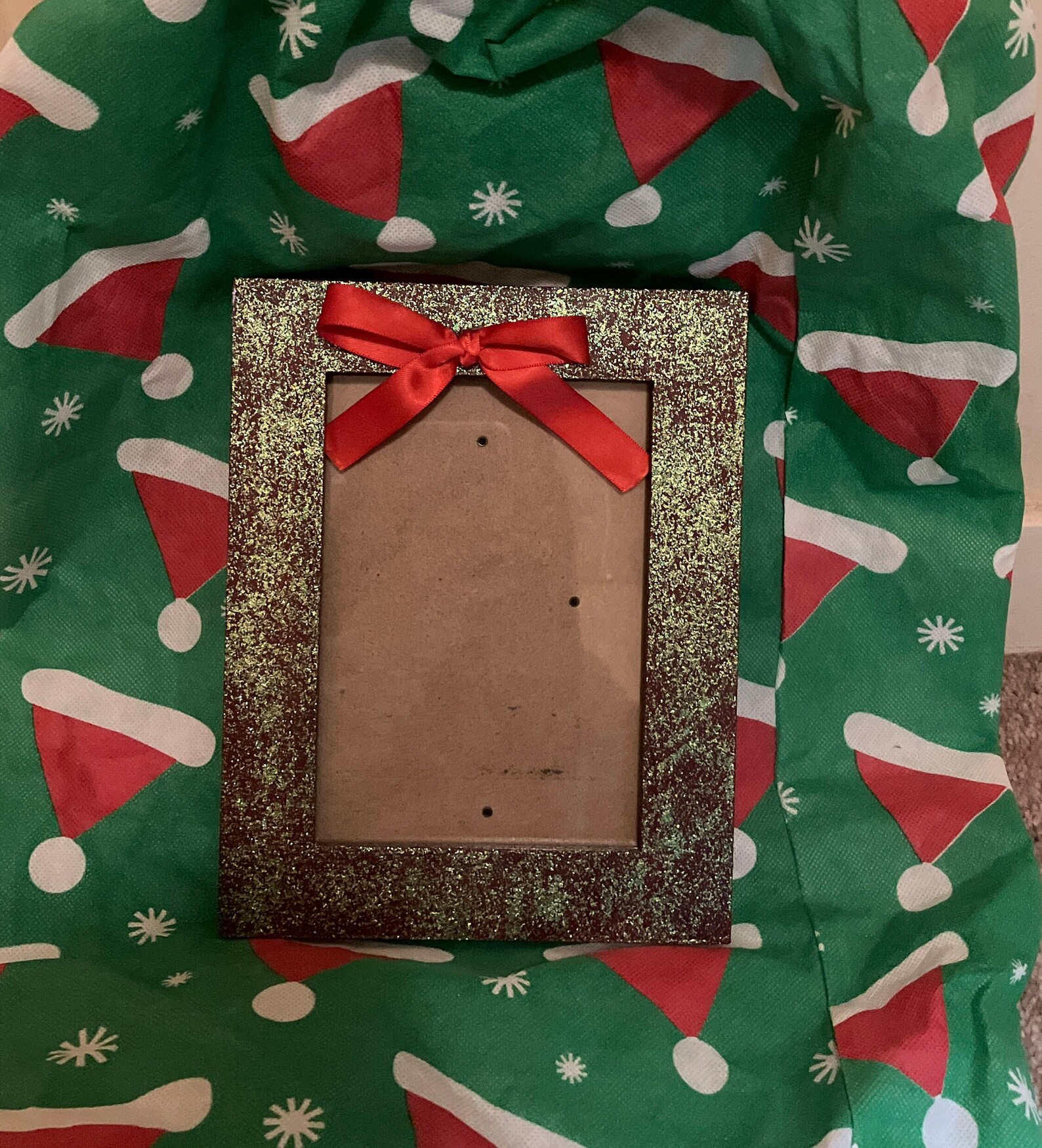 Christmas Picture Framefits 5x7 Green Glitter Wood Frame Etsy