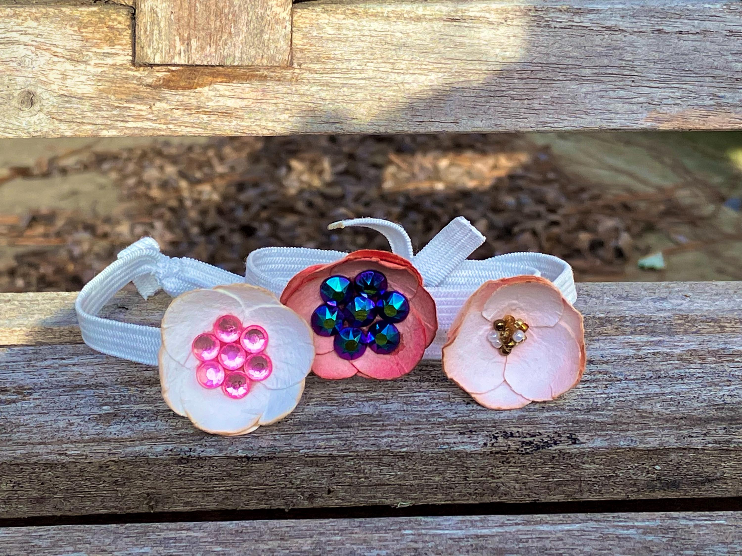 Floral Hair Tie Set, Rhinestone & Crystal Bridal Hair 