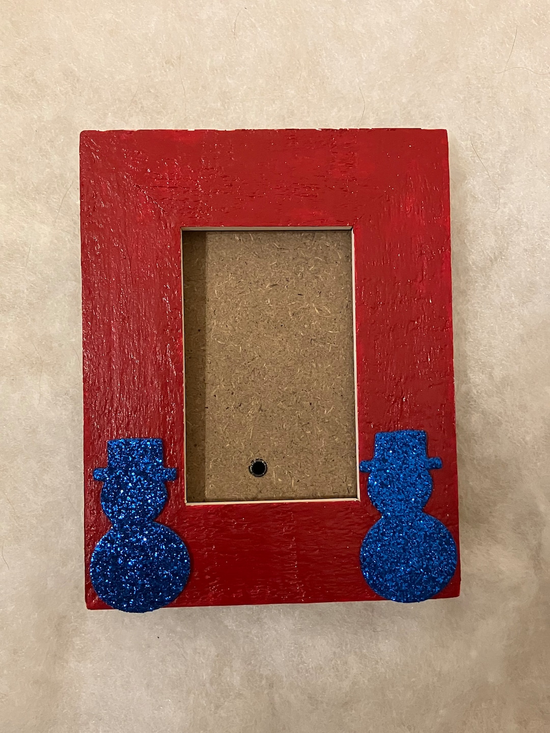Mini Picture Frame, Red Picture Frame, Stocking Stuffer, Snowman Frame