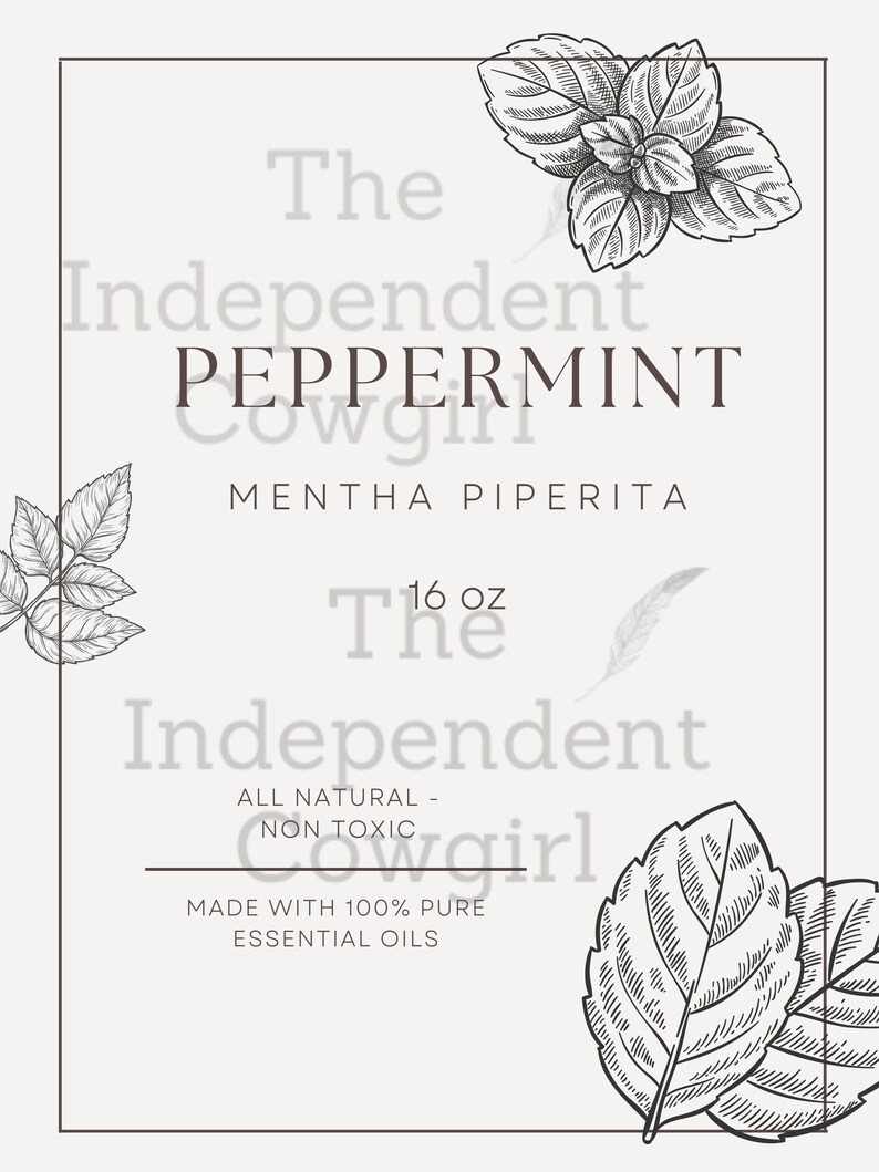 Download and Print Peppermint Oil Label for 16oz - Etsy
