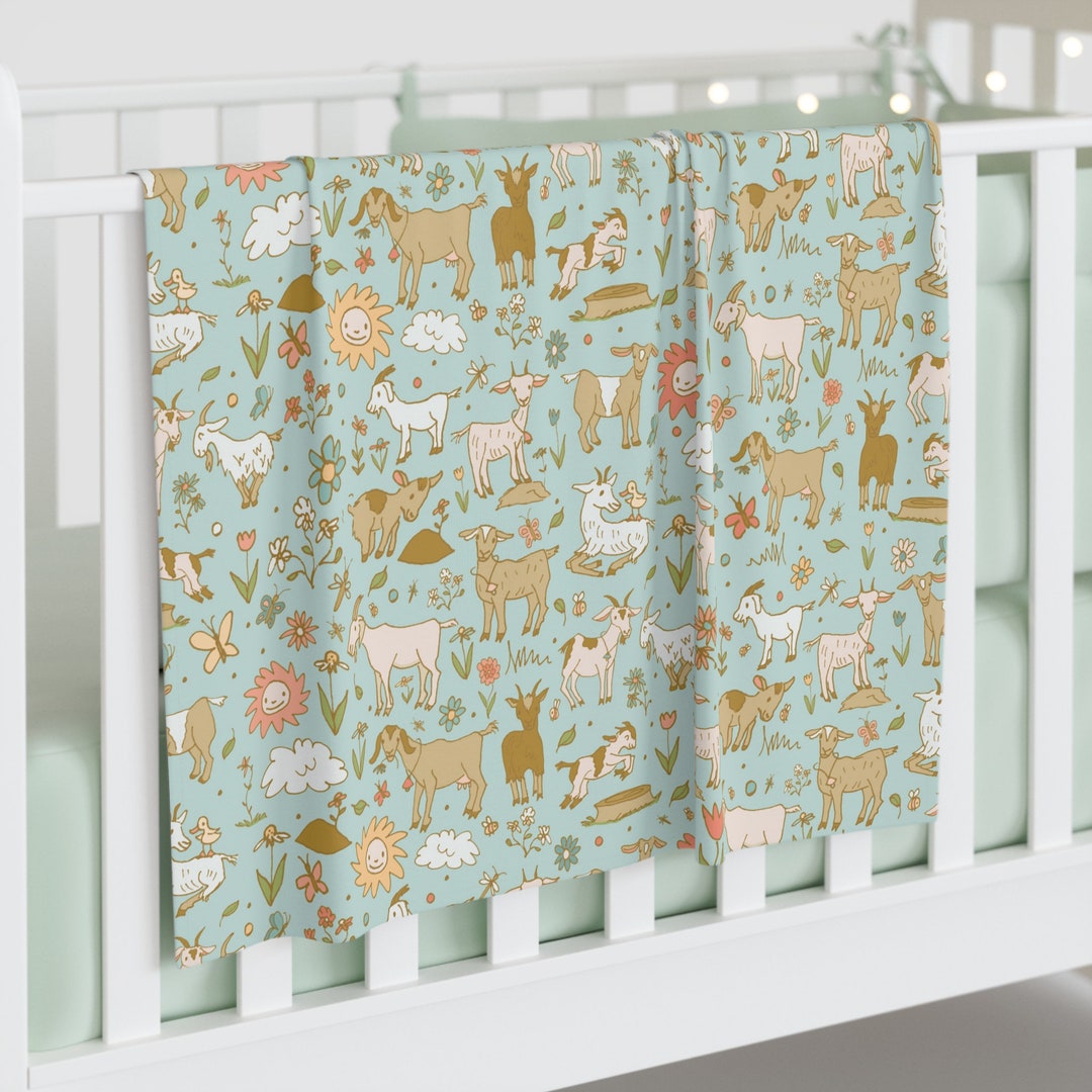 Goat Themed Baby Blanket Soft Swaddle for Cozy Nursery Decor Baby