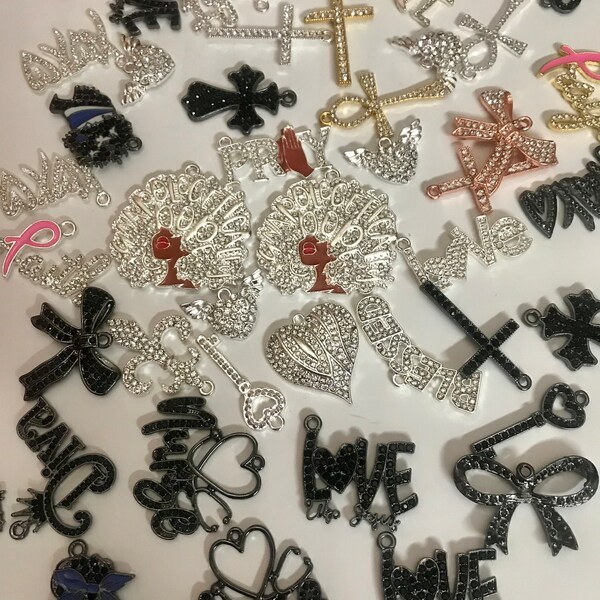 Bling Charms for Jewelry Black Girl Afro charms Hearts charms  Love Prayer, Cancer charms